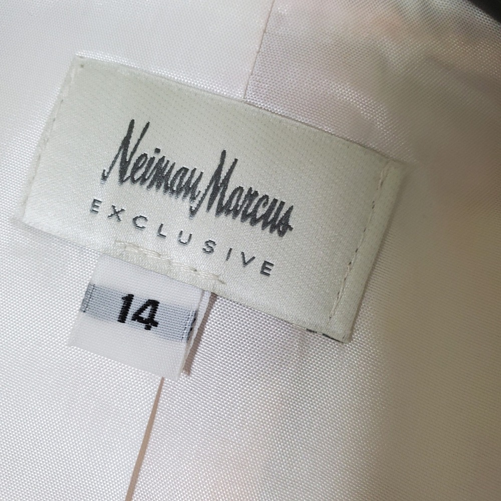 Neiman Marcus Cream & Peach Floral Silk & Cotton Cropped Vintage Blazer Size 14 - Picture 10 of 11